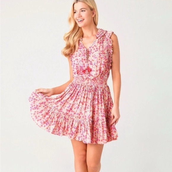 Poupette St. Barth Womens Triny Mini Dress Ruffles Floral Sz XS Bloomcore Girly - Picture 2 of 14